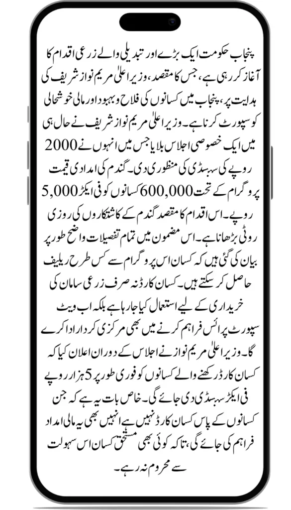 Punjab CM Maryam Declares Wheat Support Price Under Kisan Card Relief for 0.6m Farmers